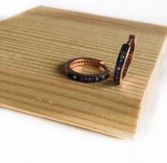 Renkli Taşlı Gümüş Halka Küpe