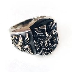 Kartal İşlemeli  925 Ayar Gümüş Erkek Yüzük