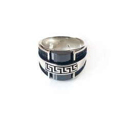 Özel Tasarım Zirkon Taş İşlemeli Siyah Oniks Taşlı 925 Ayar Gümüş Erkek Yüzük