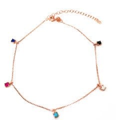 Renkli Taşlı Gümüş Halhal