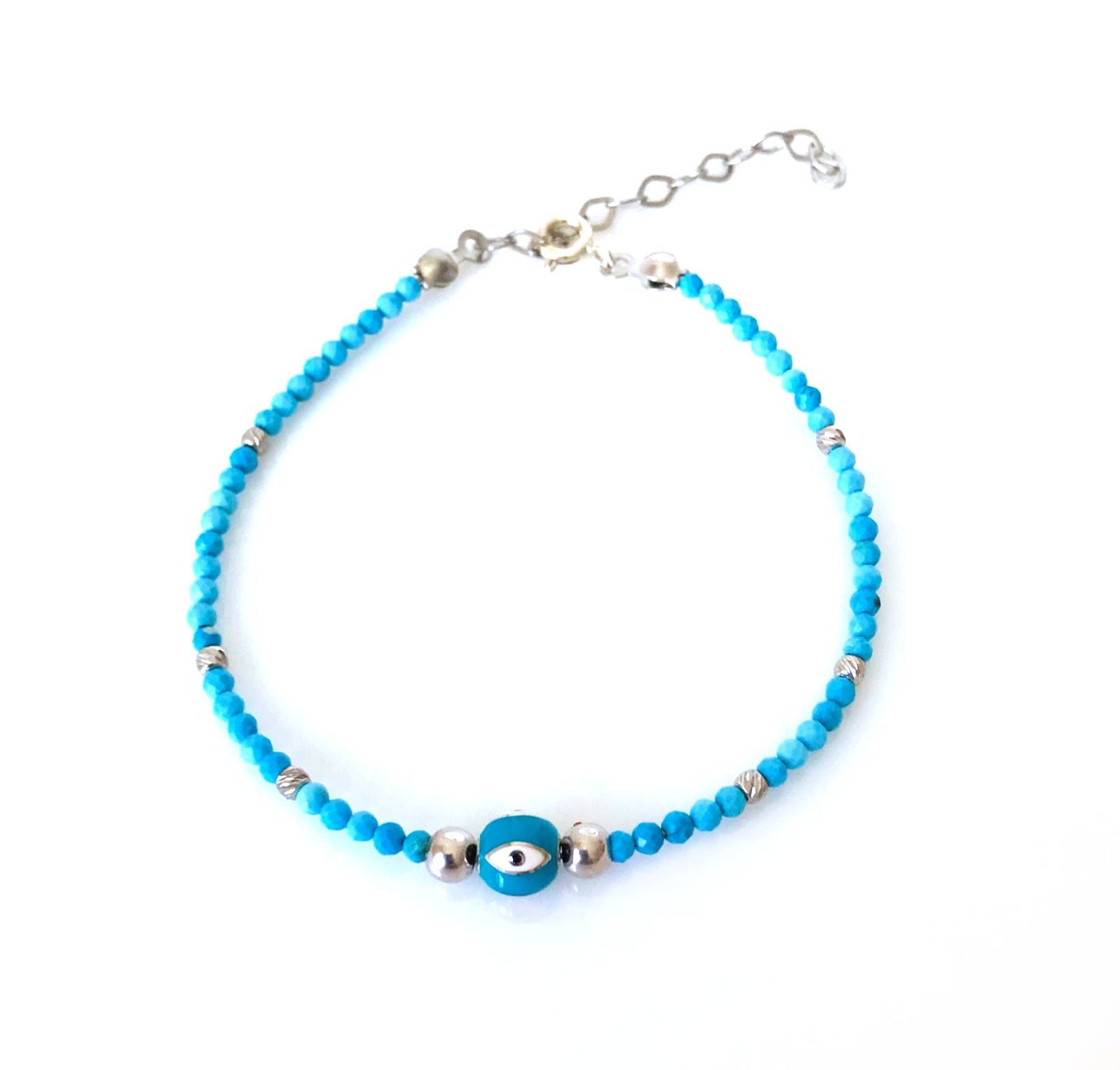 Nazar Boncuklu Gümüş Halhal