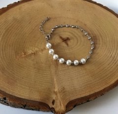 İncili ve Taşlı Gümüş Halhal