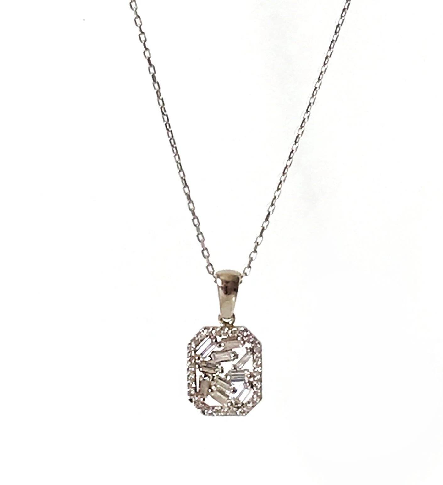 Baget Taşlı Gümüş Kolye