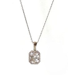 Baget Taşlı Gümüş Kolye