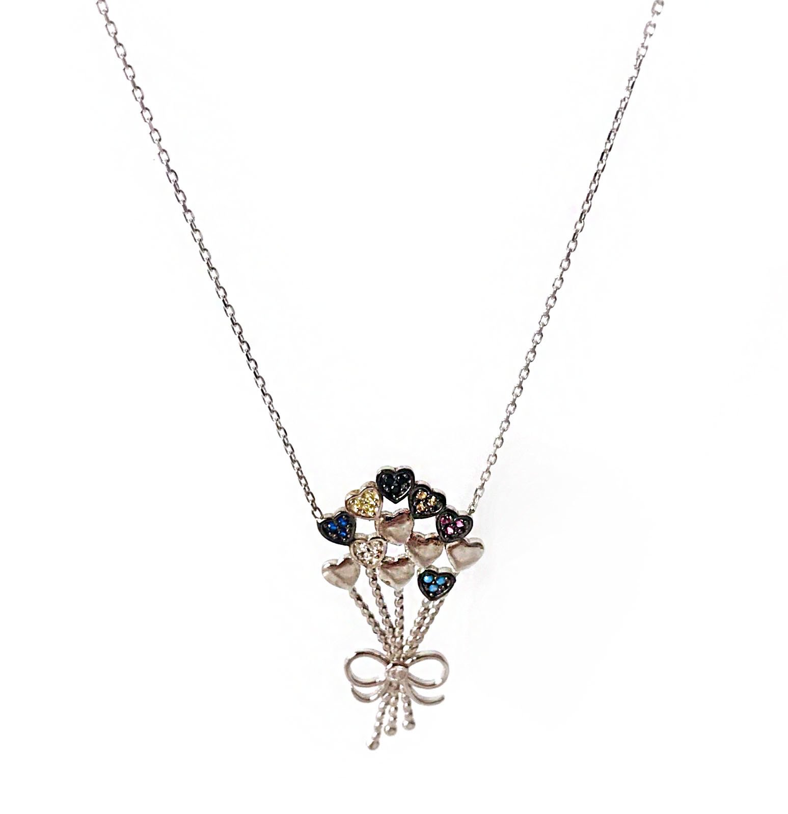 Çiçek Demeti Gümüş Kolye