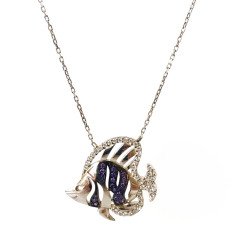 Mor Taşlı Balık Kolye