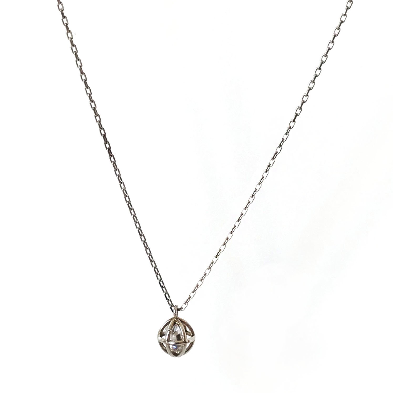 Taşlı Kafes Gümüş Kolye