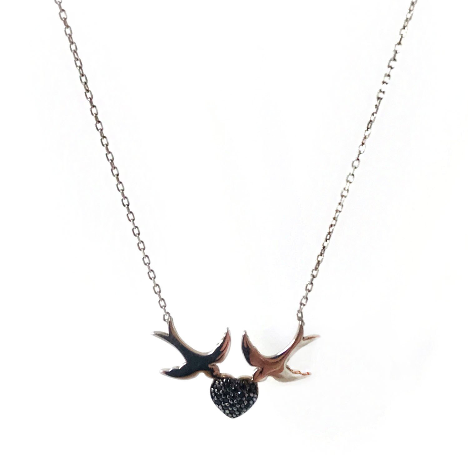 Kuşlu Gümüş Kolye