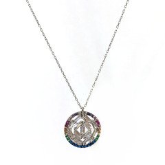 Renkli Taşlı Gümüş KOlye