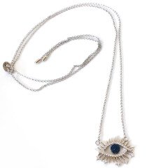 Göz Detaylı Uzun Gümüş Kolye