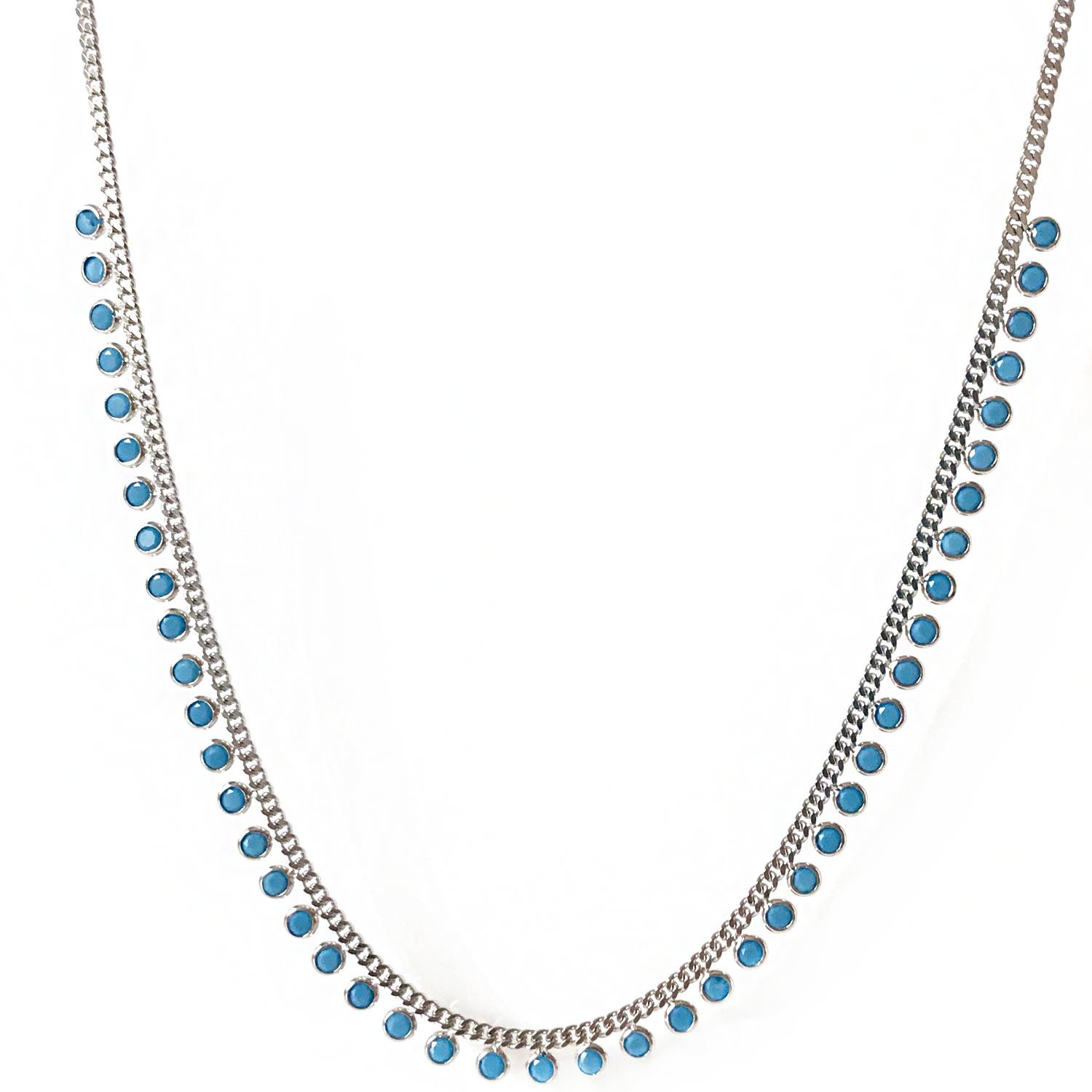 Mavi Taşlı Gümüş Kolye