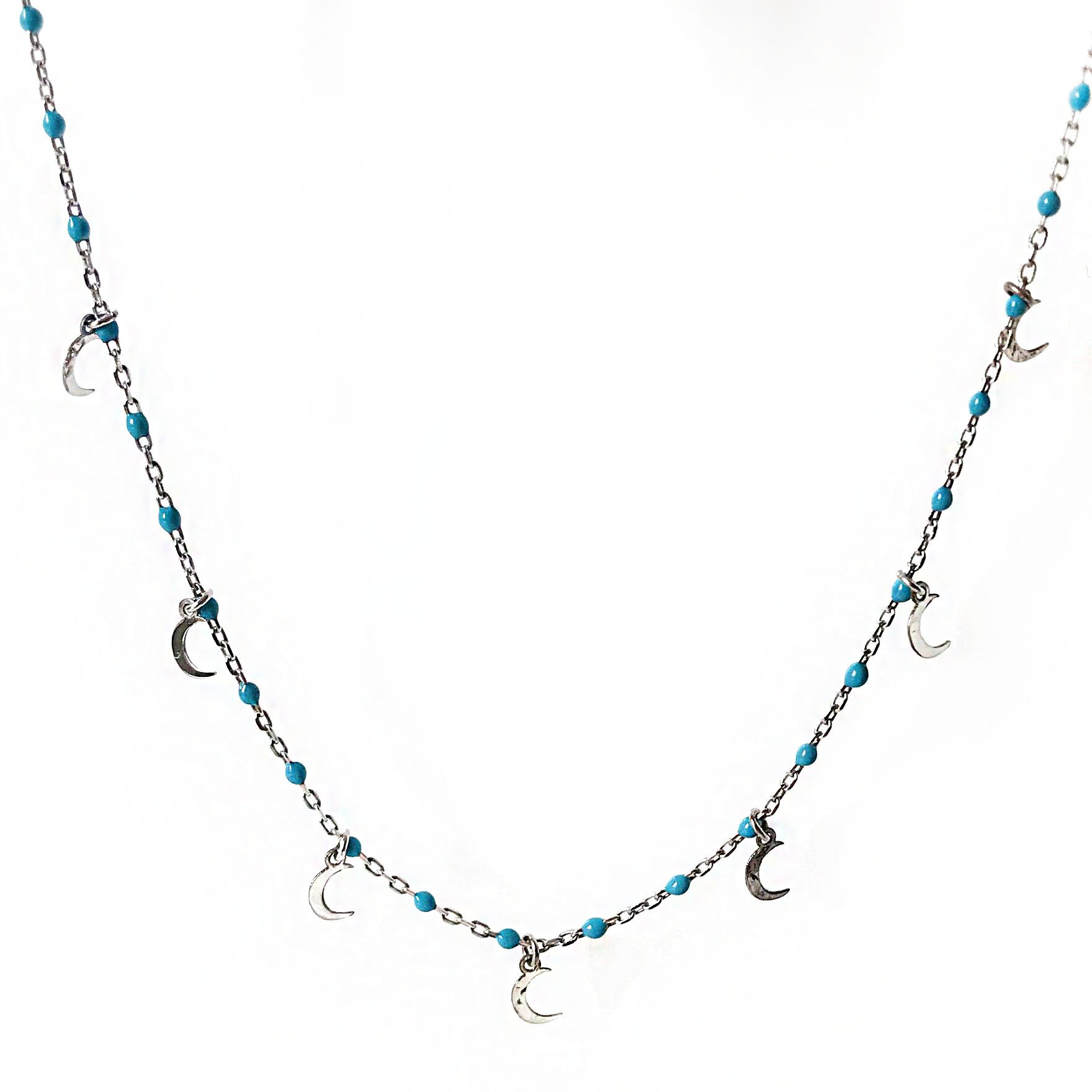 Ay Detaylı  Gümüş Kolye