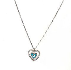 Taşlı Kalp Gümüş Kolye