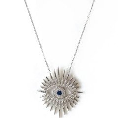 Taşlı Gümüş Güneş Kolye