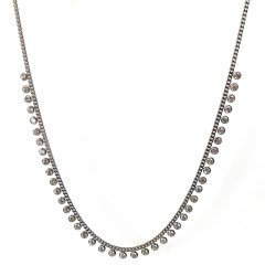 Taşlı Pullu Gümüş Kolye