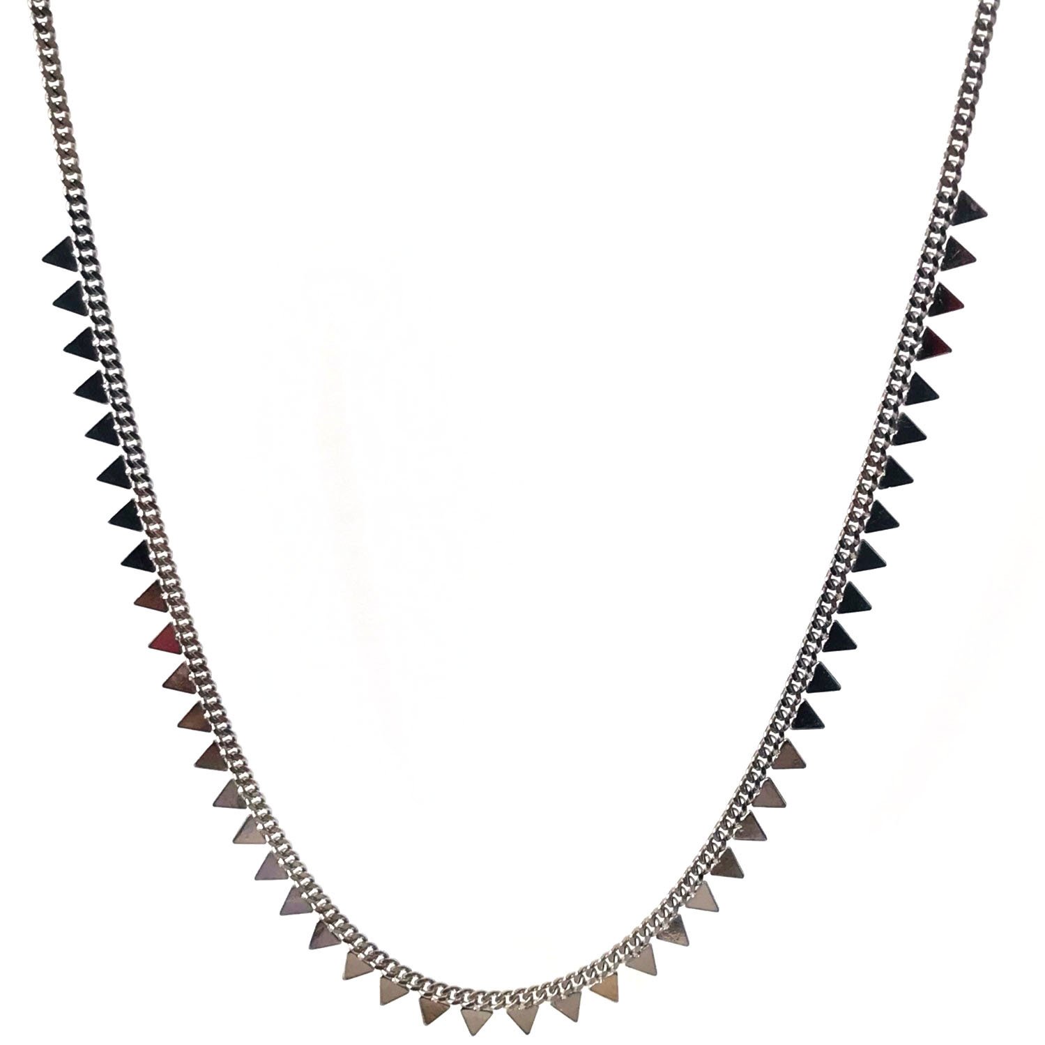 Üçgen Pullu Gümüş Kolye