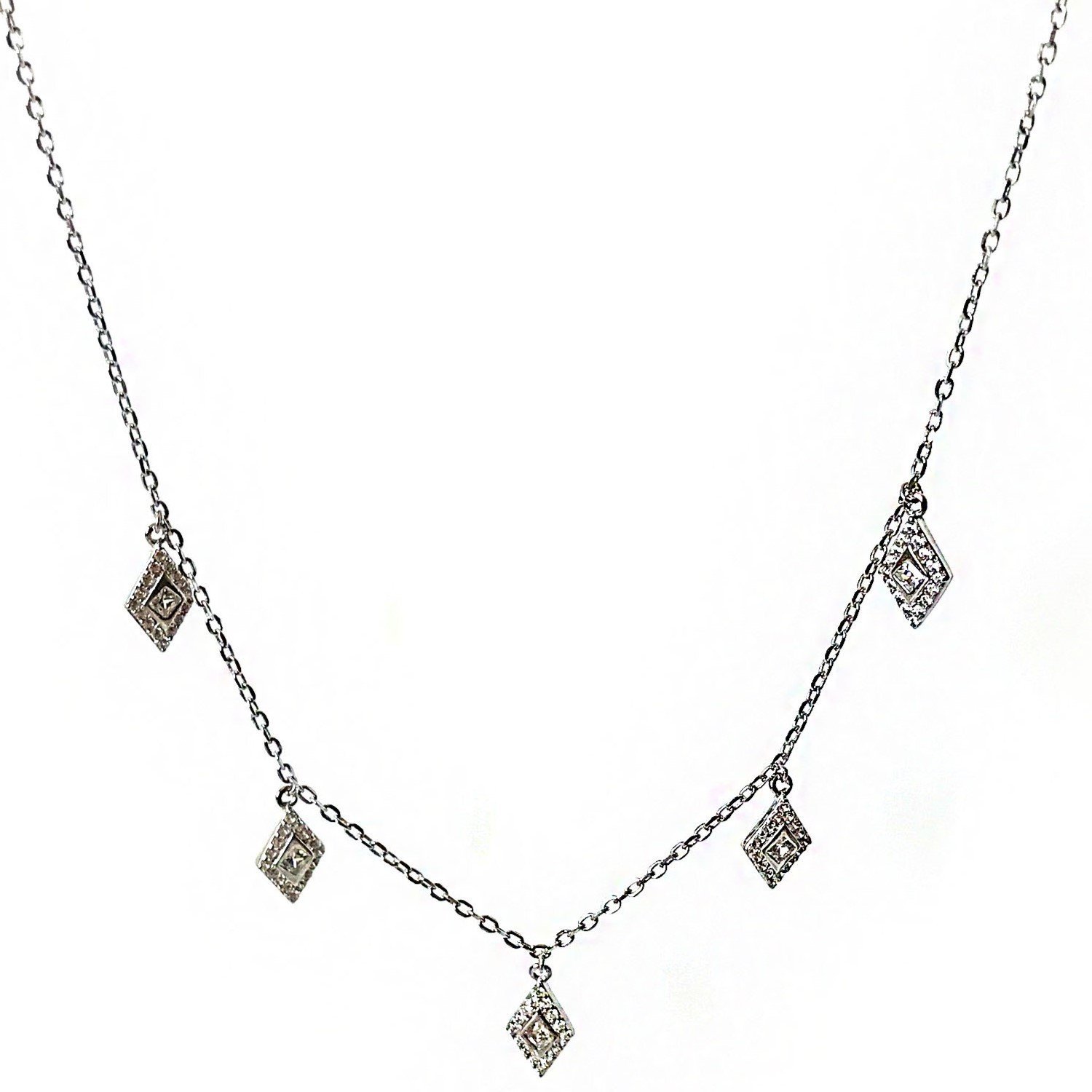 Üçgen Kesim Taşlı Gümüş Kolye