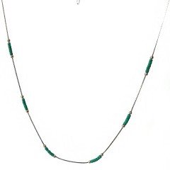 Yeşil Taşlı Gümüş Zincir Kolye