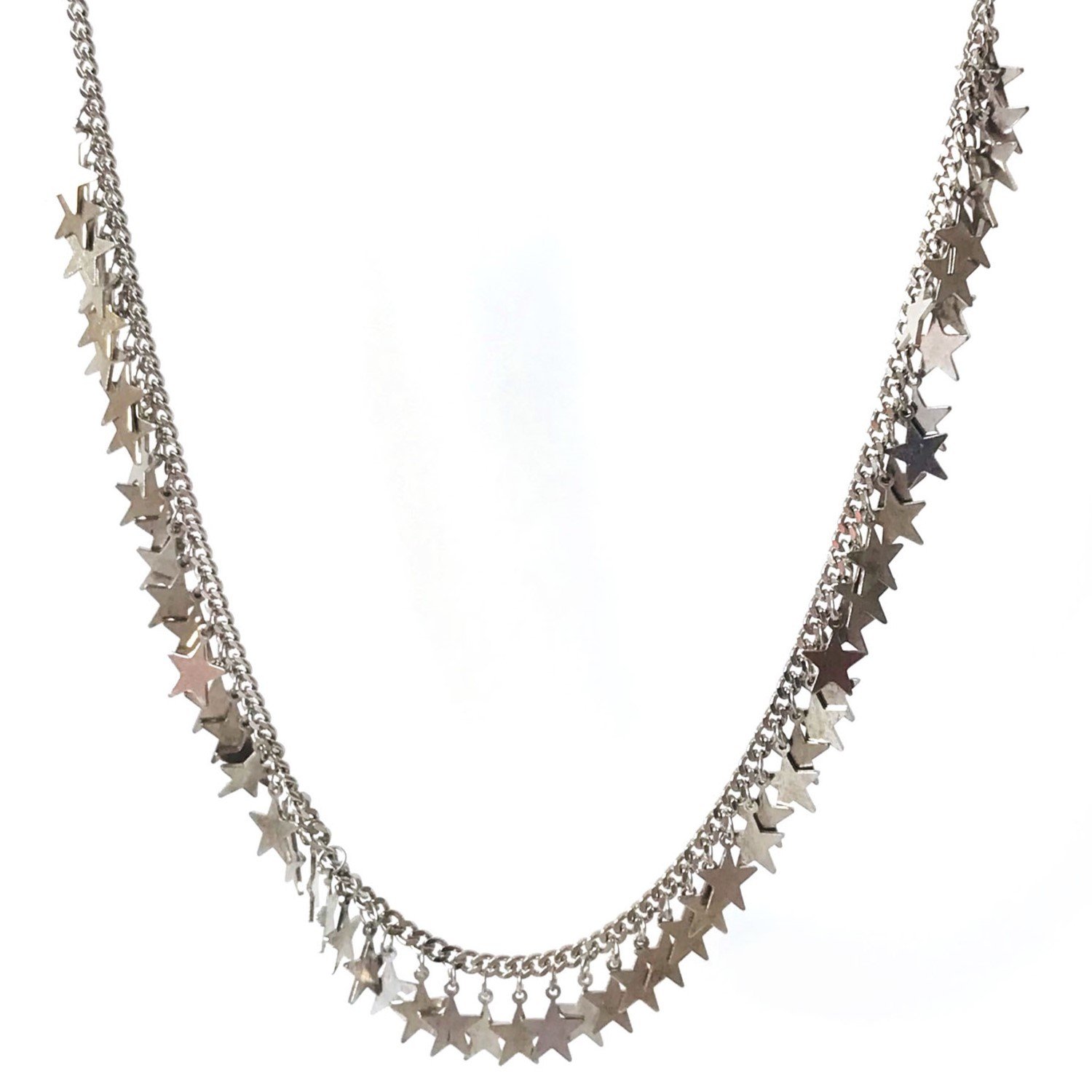 Yıldız Pullu Gümüş Zincir Kolye