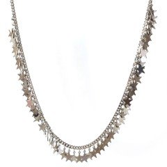 Yıldız Pullu Gümüş Zincir Kolye