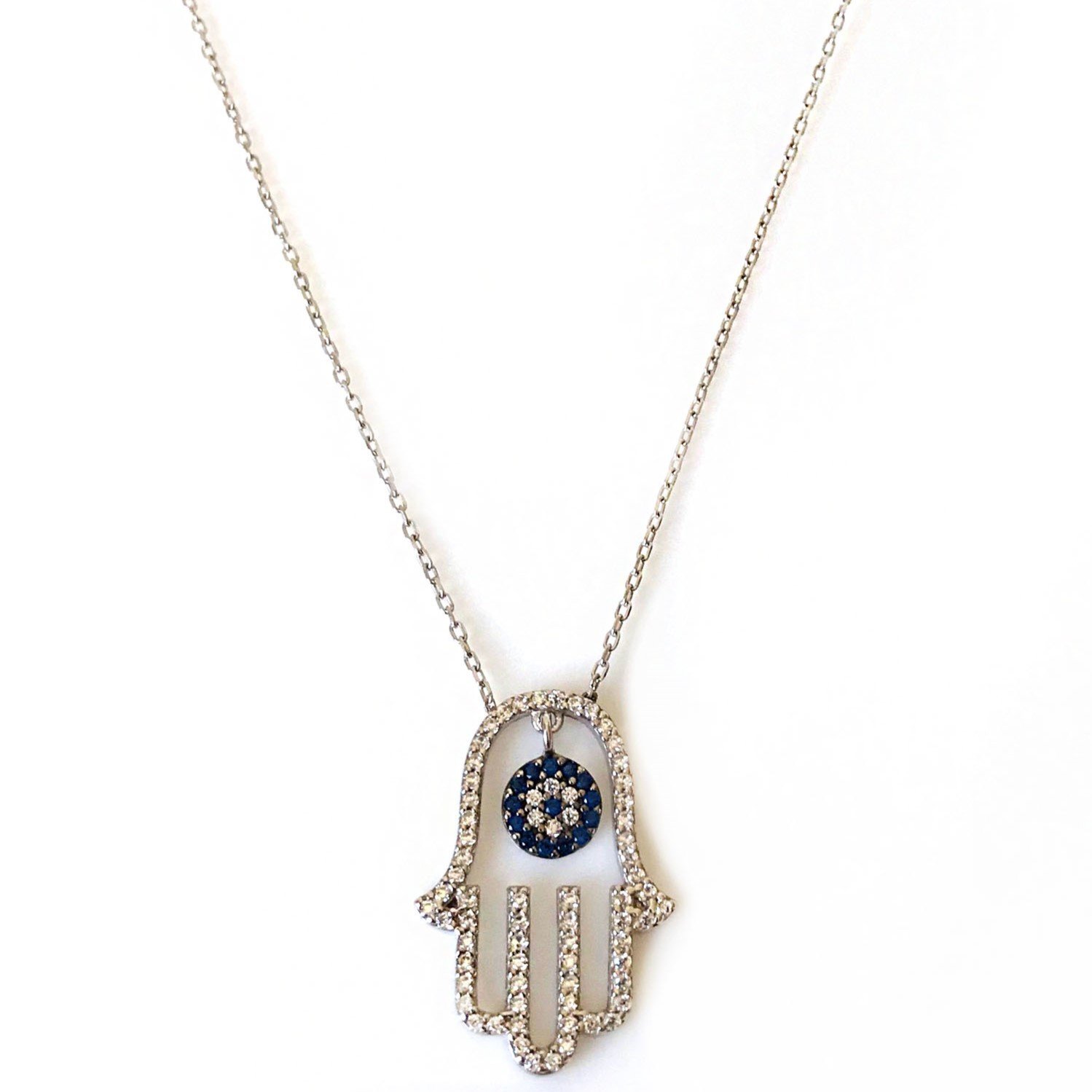 El Detaylı Gümüş Kolye