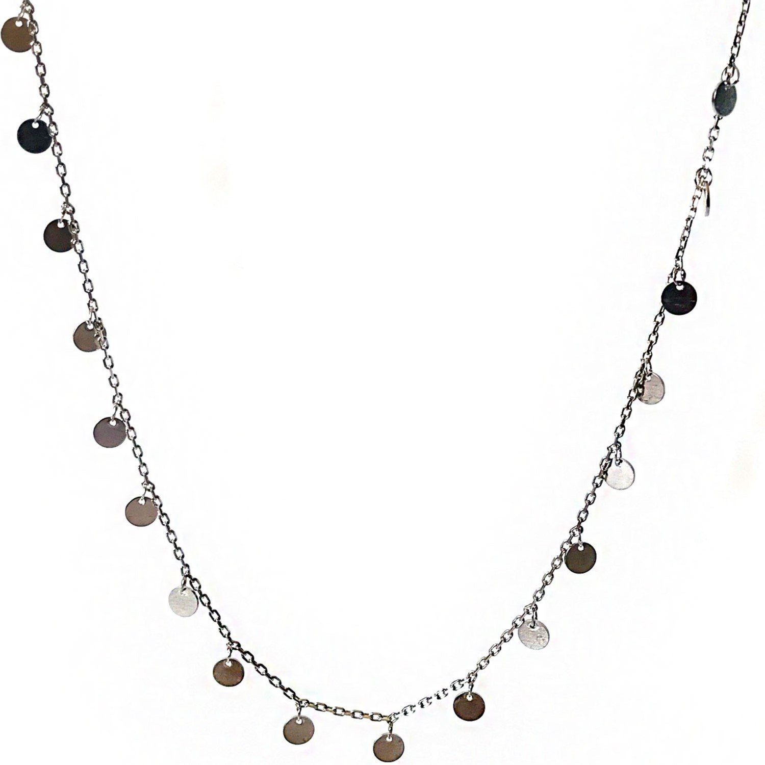 Pullu Gümüş Zincir  Kolye