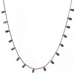 Kare Mavi Taşlı Gümüş Kolye