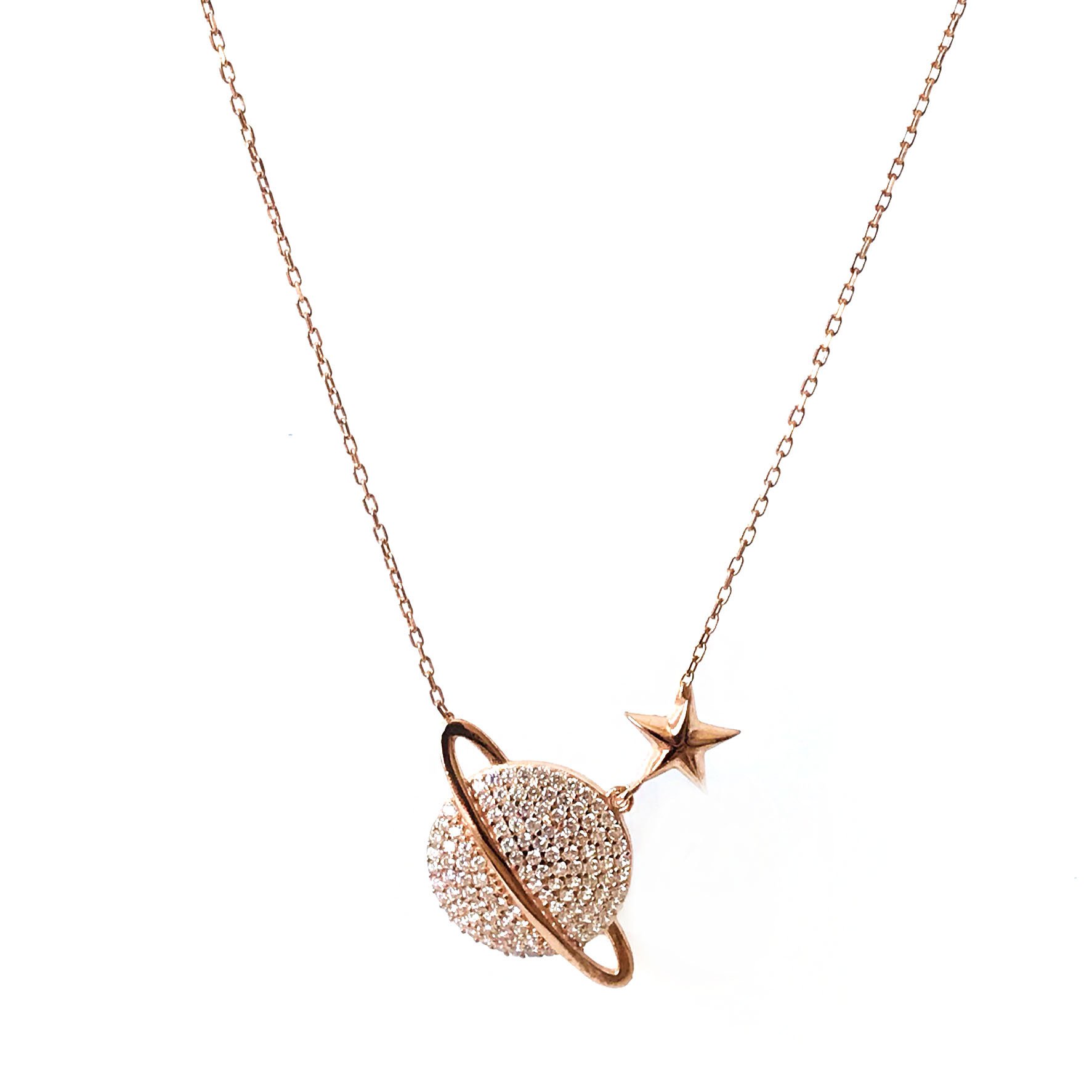 Gezegen Gümüş Kolye