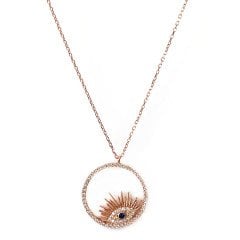 Göz Detaylı Lacivert Taşlı Gümüş Kolye