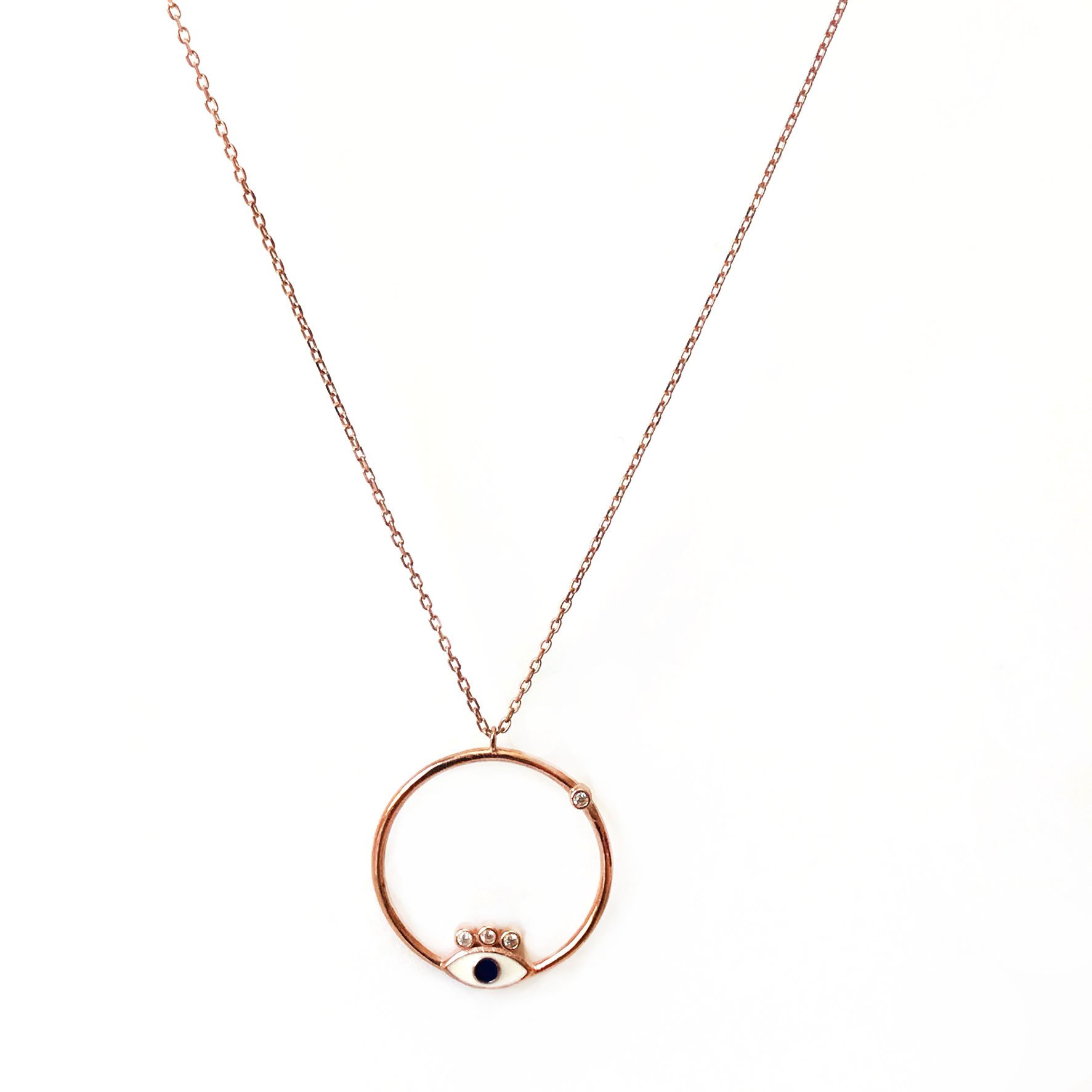 Göz Detaylı Gümüş Kolye