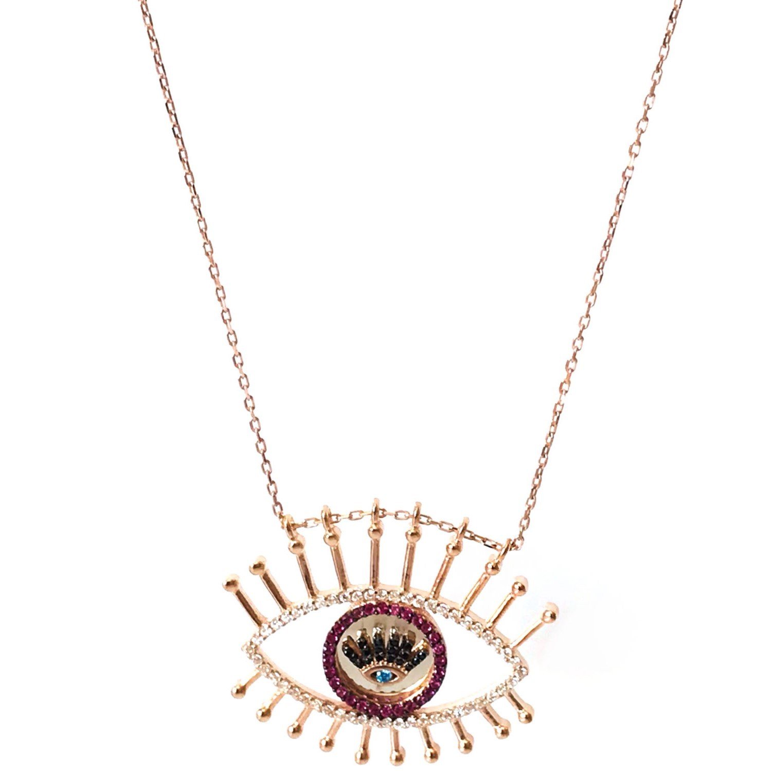 Göz Detaylı Gümüş Kolye