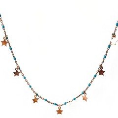 Yıldız Detaylı Mavi Boncuklu Gümüş Kolye