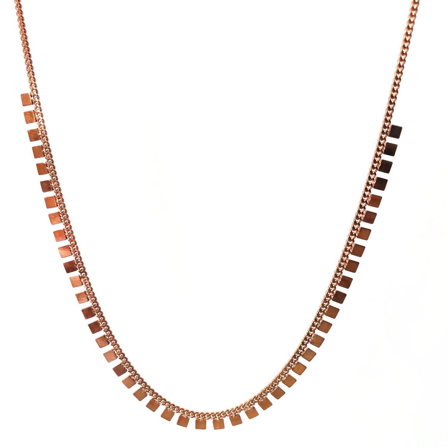 Kare Kesim Pullu Gümüş Kolye