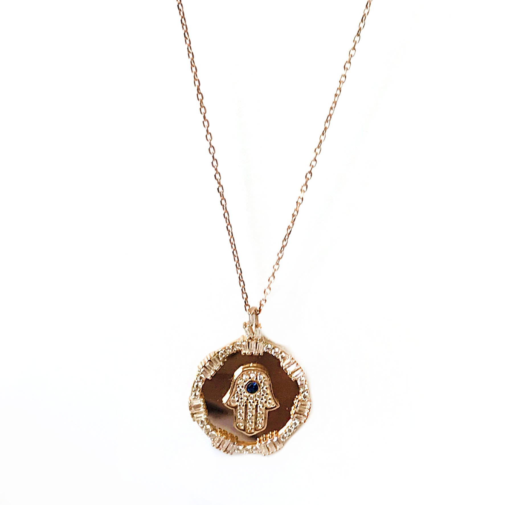 El Detaylı Gümüş Kolye