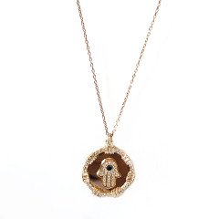 El Detaylı Gümüş Kolye