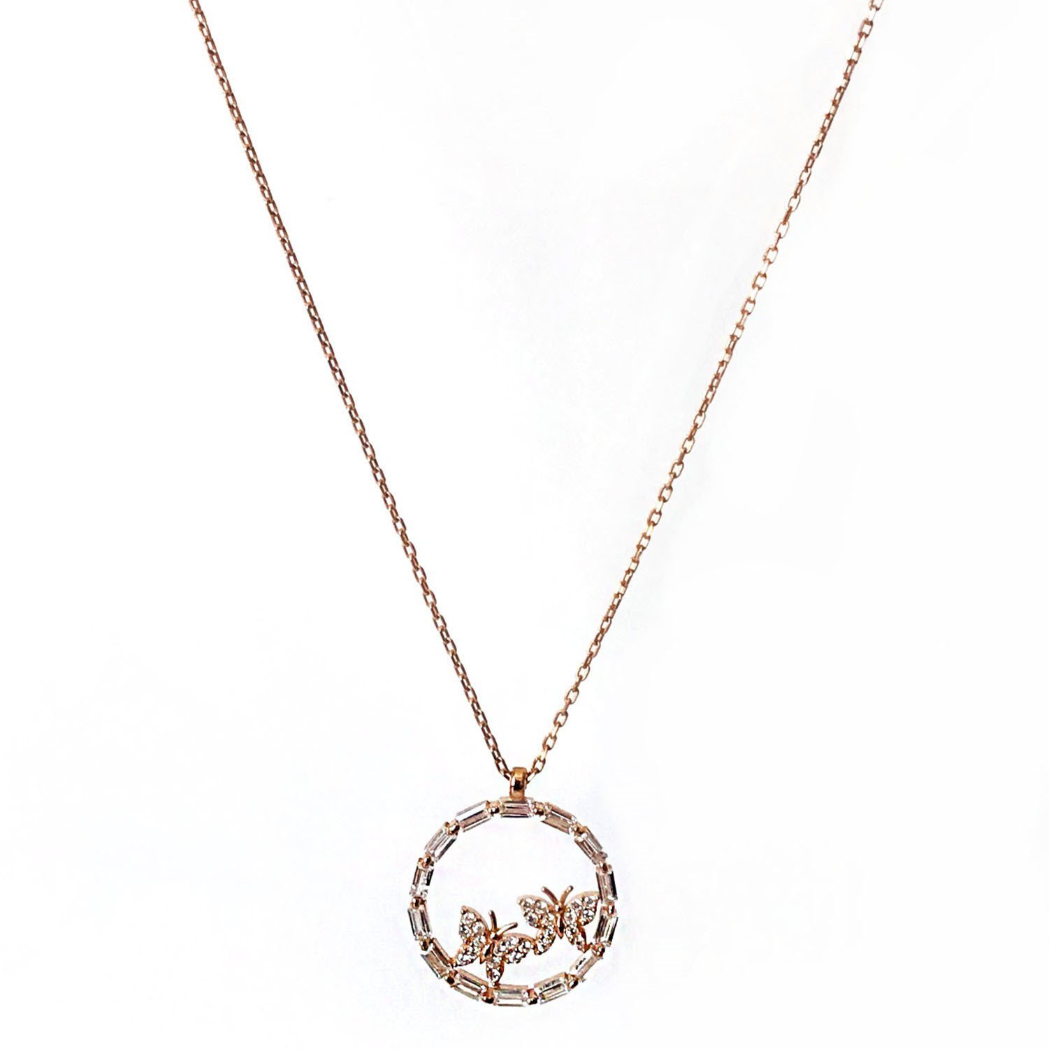 Kelebek Detaylı Gümüş Kolye