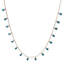 Mavi Damla Taşlı Gümüş Kolye