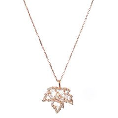 Yaprak Detaylı Gümüş Kolye