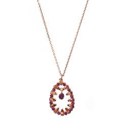 Mor Taşlı Gümüş Kolye