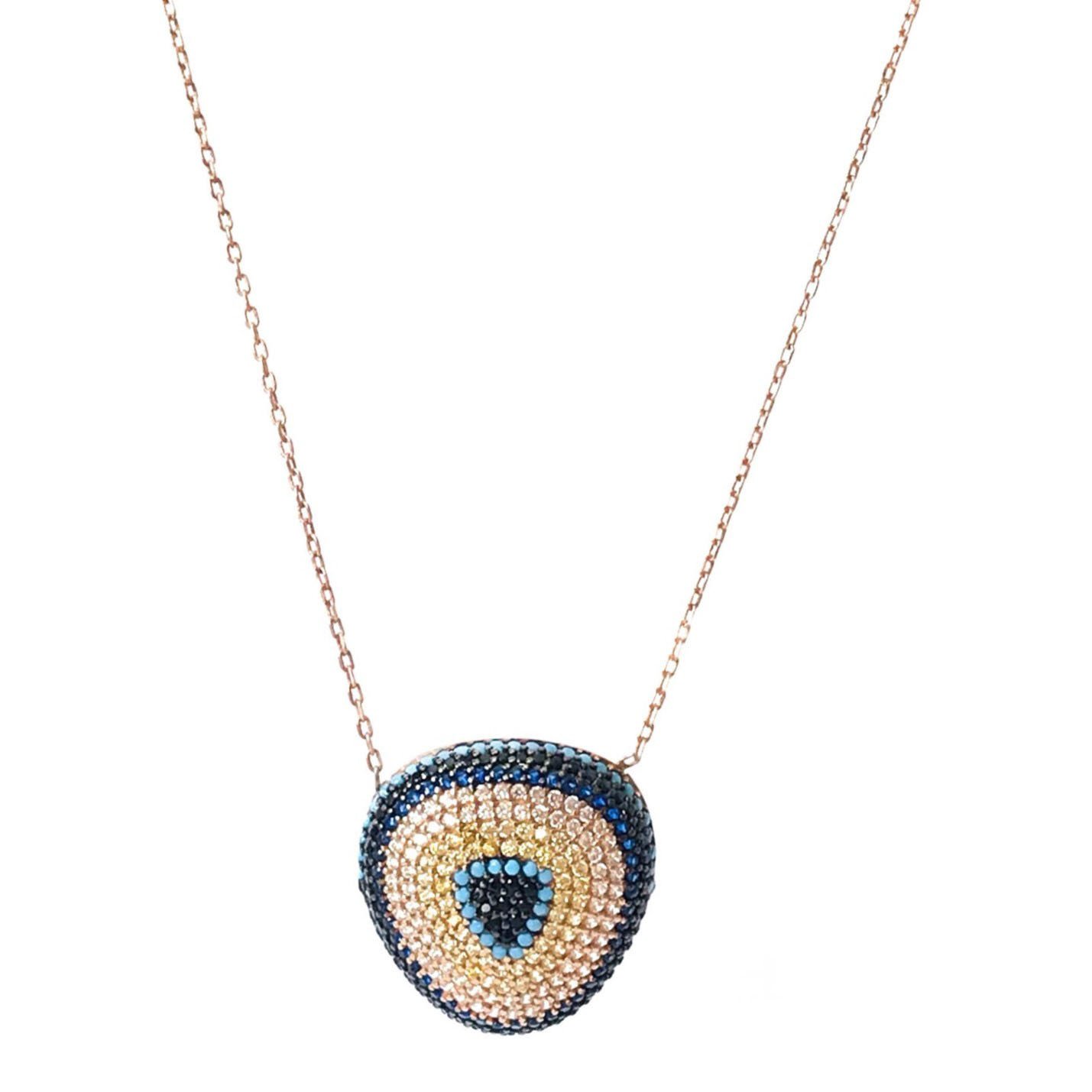 Nazar Boncuğu Gümüş Madalyon Kolye