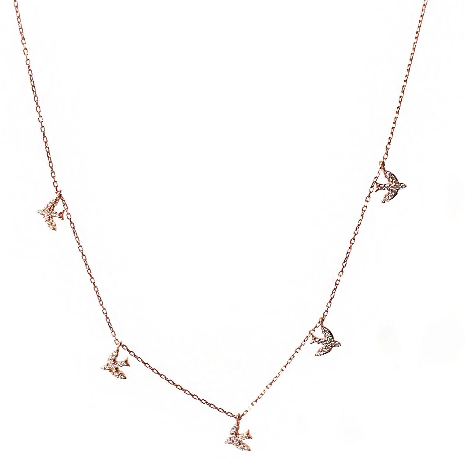 Kuşlu Gümüş Kolye