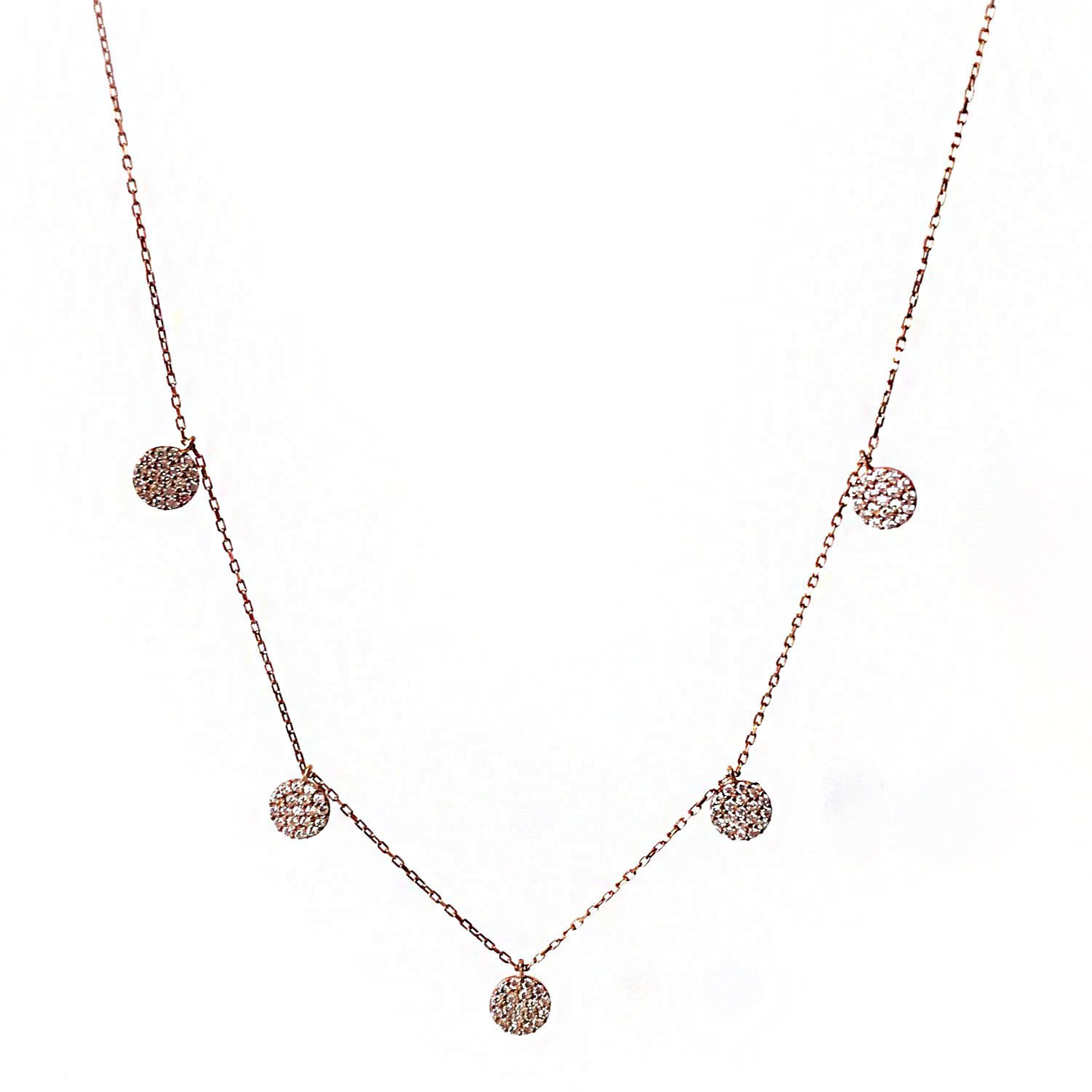 Yuvarlak Pullu Taşlı Gümüş Kolye