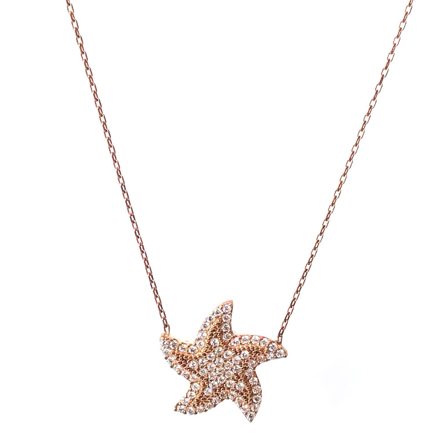 Deniz Yıldızı Taşlı Gümüş Kolye