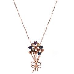 Çiçek Demeti Gümüş Kolye