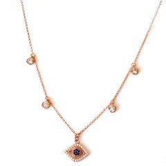 Göz Detaylı Taşlı Gümüş Kolye