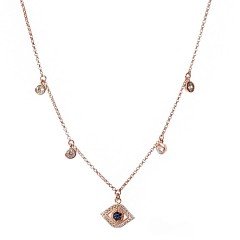 Göz Detaylı Taşlı Gümüş Kolye