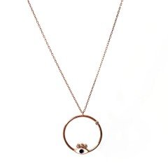 Beyaz Mineli Göz Detaylı Gümüş Kolye