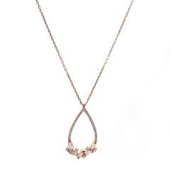 Baget Taş İşlemeli Gümüş Kolye