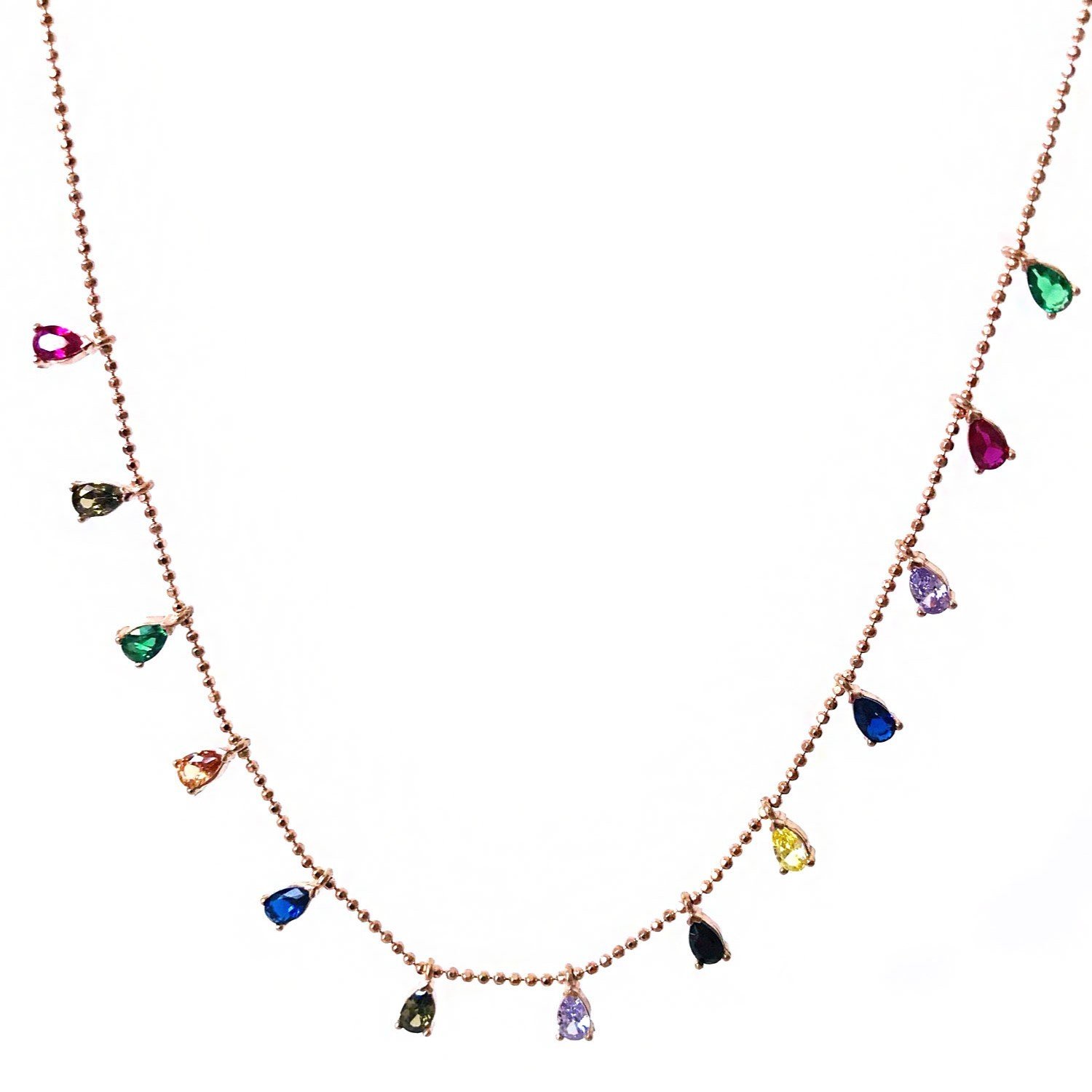 Renkli Taşlı Gümüş Kolye