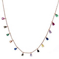 Renkli Taşlı Gümüş Kolye